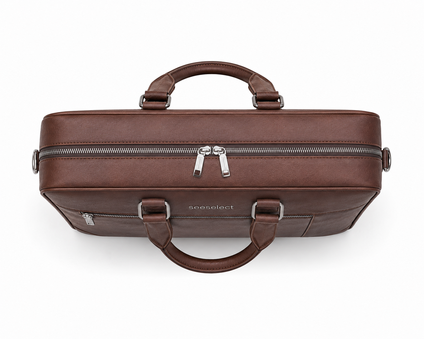 Seeselect Executive Slim Laptop Briefcase – Premium Brown Leather Office Bag for Men (15.6 Inch)