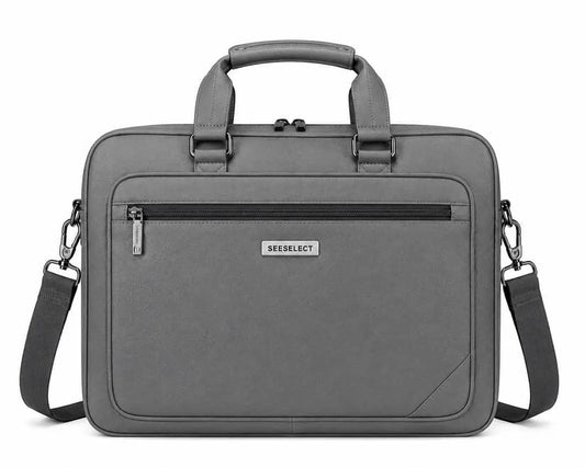 Seeselect Executive Grey Office Laptop Bag – Premium Business Briefcase with Shoulder Strap | Water-Resistant | Fits Up to 15.6" Laptop