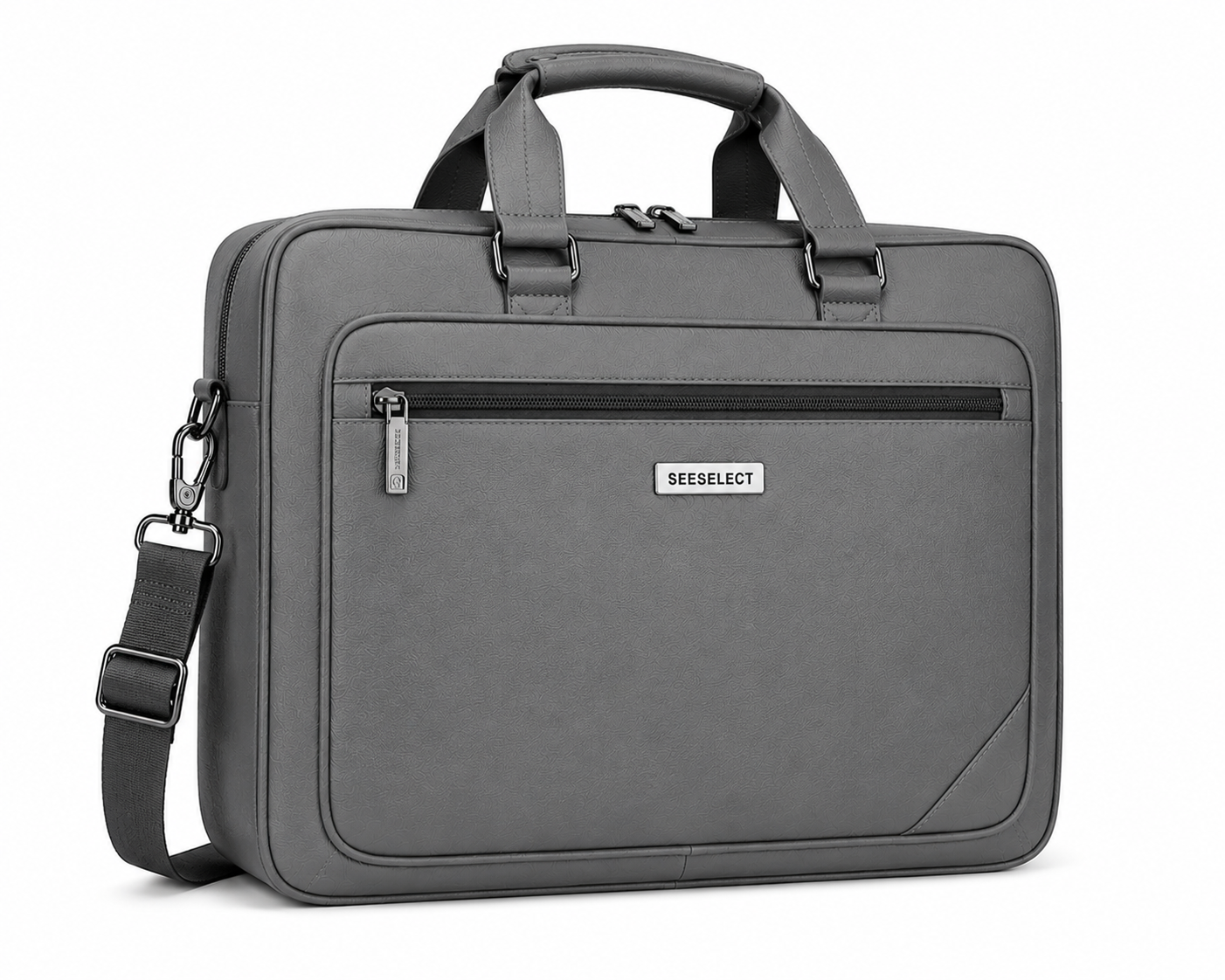 Seeselect Executive Grey Office Laptop Bag – Premium Business Briefcase with Shoulder Strap | Water-Resistant | Fits Up to 15.6" Laptop