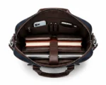 Seeselect Premium Navy Blue Leather Laptop Bag | 15.6" Business Briefcase with Shoulder Strap - Image 5