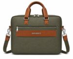 Seeselect Premium Olive Green Laptop Bag | 15.6" Executive Leather Briefcase with Detachable Shoulder Strap