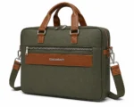 Seeselect Premium Olive Green Laptop Bag | 15.6" Executive Leather Briefcase with Detachable Shoulder Strap - Image 2
