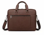 Seeselect Executive Slim Laptop Briefcase – Premium Brown Leather Office Bag for Men (15.6 Inch)