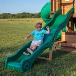 Backyard Discovery Cedar Cove Wooden Outdoor Swing Set with Tube Slide, Wave Slide, Clubhouse & Shaded Playhouse (2001053) - Image 3