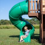 Backyard Discovery Cedar Cove Wooden Outdoor Swing Set with Tube Slide, Wave Slide, Clubhouse & Shaded Playhouse (2001053) - Image 2